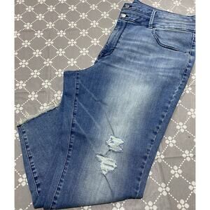 Maurices Super High Rise Jeans Distressed Plus Sz 22w Short Ankle Waist 42” A8